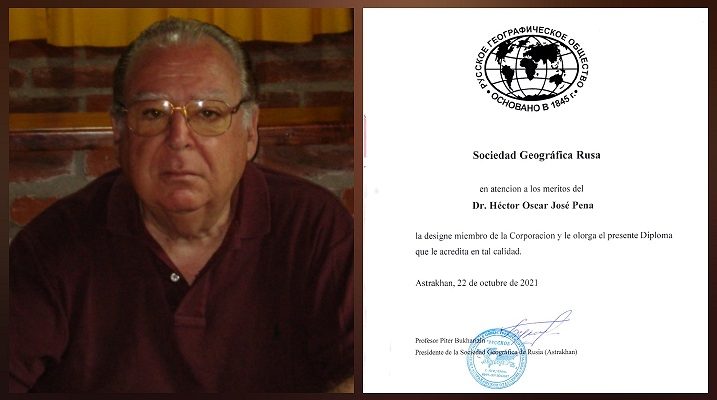 Distinción de la Sociedad Geográfica Rusa al Prof. Héctor Oscar José Pena